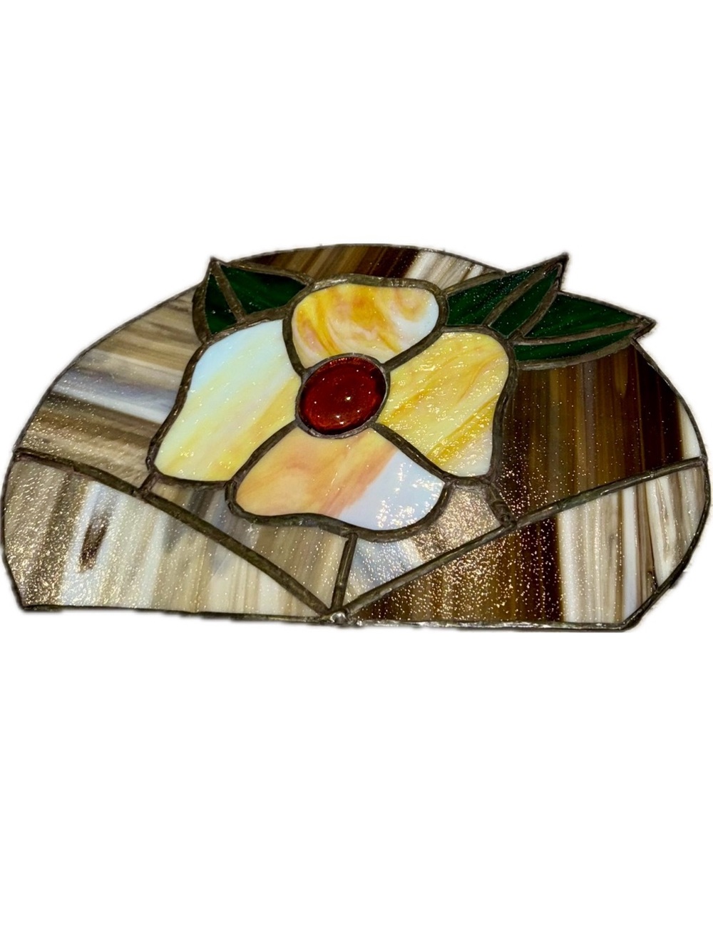 ⚡️SALE⚡️🌼 Vintage Stained Glass Hanging Panel Sun Catcher - Yellow Orange Flower - Picture 7 of 10